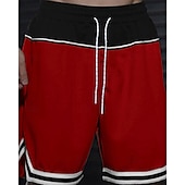 baratos Calções Estilo Casual-Homens calções atléticos Calção Shorts de basquete Bolsos Com Cordão Cintura elástica Riscas Conforto Respirável Curto Ao ar livre Esportes Clássico Casual Preto Vermelho