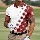 levne Pánské golfové polo tričko-Pánské Geometriské vzory Sportovní polokošile Krátký rukáv Polo tričko Košile s límečkem Na běžné nošení Škola Venkovní Denní nošení 3D tisk Léto Černá Rubínově červená Nebeská modř