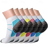 abordables Soins Personnels &amp; Santé-5 paires de chaussettes de compression courtes pour hommes et femmes, chaussettes de course à pied avec soutien de la voûte plantaire, support élastique du fascia sportif pour la salle de sport,