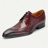 baratos Sapatos Sociais Clássicos-sapatos masculinos premium de couro de crocodilo bordô com cadarço e detalhes refinados para eventos black-tie e festas noturnas