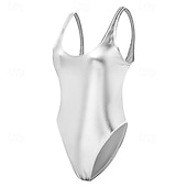 olcso Öltözetek-Retró 1980-as évek Félrebeszél Fürdőruha One Piece Body Diszkó Fényes latex patent Fémes Szivárvány Női Mindszentek napja Farsang zenei fesztivál Tengerparti nyaralás Pride Parade Felnőttek