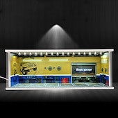 cheap Storage &amp; Organization-1:64 Model Car Display Case Diecast Diorama Garage，Simulated Parking Lot Model Miniature Scene Parking Lot PVC Assembly with Light Parking Space Model Display Frame Toy Display Box