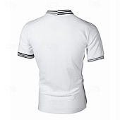  Herren Gestreift Polo Golfshirt Kurzarm Revers Mode Lässig Outdoor Sport Täglich Knöpfe Spleißen Sommer Weiß Rote Marineblau