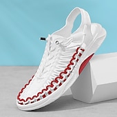 preiswerte Urlaubsandalen-Herren-Sneaker in Rot und Marineblau, Laufschuhe mit einzigartigem Schnürdesign und gepolsterter Sohle für Sport und Freizeit