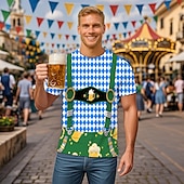 Недорогие футболки-Октоберфест Печать на Lederhosen Как у футболки баварский Мюнхен Немецкий Графический Назначение Муж. Взрослые Карнавал Октоберфест 3D печать Для вечеринок