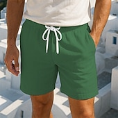 economico Vacanza-Per uomo Shorts Shorts di Lino Pantaloncini Estivi Shorts da Spiaggia Tasca Coulisse Elastico in vita Semplice Comodità Traspirante Corto Vacanza Ferie Spiaggia Hawaiano Boho Nero Bianco