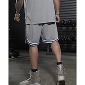 baratos Calções Estilo Casual-Homens calções atléticos Calção Shorts de basquete Bolsos Com Cordão Cintura elástica Riscas Conforto Respirável Curto Ao ar livre Esportes Clássico Casual Preto Vermelho