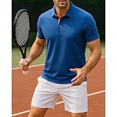 olcso Férfi ing-US Open Férfi Sportpóló POLO trikó Teniszing Tenisz póló Rövid ujjú Cipzár Nedvességelvezető Upijanje znoja Légáteresztő Tenisz Golf Pickleball Polo gallér Egyszínű Stétszürke Fekete Kék Tenisz