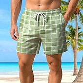 billige Geometrisk trykk-Herre Geometrisk Rutet Gitter / Teppe Badeshorts Surfeshorts Medium Midje Fritid utendørs Feriereise Hverdag Sidelommer Mesh fôr Elastisk snøring i midjen Designer Klær