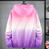 baratos casacos ativos masculinos-Homens jaqueta leve Casaco exterior jaqueta de verão Férias Diário Filtro Solar Secagem Rápida Bolsos Verão Primavera Gradual Moda Clássico Com Capuz Padrão Amarelo Rosa claro Azul Laranja Casaco