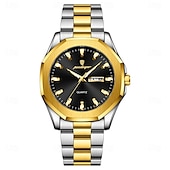 economico Orologi al quarzo-Orologio da polso di lusso da uomo, impermeabile, luminoso, con settimana e data, originale, in acciaio inossidabile, sportivo, al quarzo, da uomo.