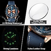 abordables Relojes de Cuarzo-Reloj de cuarzo multifunción para hombre, nuevo, resistente al agua, con luz nocturna y cronómetro, a la moda y para tiempo libre, 862