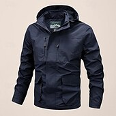 cheap Men&#039;s Jackets &amp; Coats-Men&#039;s Outdoor Jacket Transition Jacket Hiking Removable Multiple Pockets All Seasons Plain Casual Hooded Regular Black Khaki Dark Blue Gray Jacket