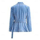 cheap Mom&#039;s Pant Suits-Blue Velvet Pantsuit Mother of the Bride Suit Elegant Minimalist Notched Lapel Floor Length Long Sleeve with Pearls