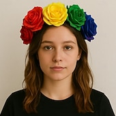 baratos Arco-íris Tudo-Orgulho Faixa de Cabeça Coroa de flores Hippie Arco-Íris Adulto Mulheres Unisexo Dia Das Bruxas Carnaval Festival de Música Parada do Orgulho Mês do Orgulho Vestir-se
