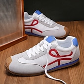 preiswerte Sneaker für Herren-weiße sportliche Herren-Sneaker mit roten und blauen Akzenten – lässig, leicht, ideal für einen aktiven Lebensstil und Outdoor-Aktivitäten