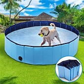 abordables Piscines, Bains à remous &amp; Fournitures-Piscine pour chien en PVC durable, comprend une serviette de bain extra large pour animaux de compagnie - parfaite pour les plaisirs d&#039;été en plein air pour chiens et chats, accessoire d&#039;été pour