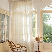 billiga Fönsterprodukter-Boho Gardiner Virkat Spets Lapptäcke Semi-Mörkläggning Bohemisk Handgjord Tofsar Stångficka Fönsterbehandling Vintage Lantlig Bonde Draperier för Vardagsrum Sovrum