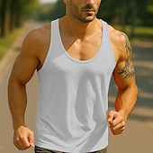 preiswerte Fitness Tank-Tops-Herren Tank Top Weste Unterhemd Ärmelloses Shirt Ärmellos Rundhalsausschnitt Sommer Einfach Mode Designer Basic Klassisch Urlaub Straße Ausgehen Schwarz Weiß Königliches Blau Top T-Shirt für Herren