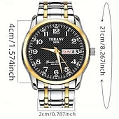 ieftine Ceasuri Quartz-Ceas de mână bărbătesc la modă, cu curea din oțel, cu curea de cuarț, design simplu, cadran circular, calendar dual, impermeabil IPX7, cu lumină de noapte, ceas de afaceri