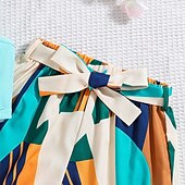 cheap Casual Dresses-2 Pieces Kids Girls' Color Block Off Shoulder Tank &amp; Pants Set Sleeveless Daily School 7-13 Years Summer Blue