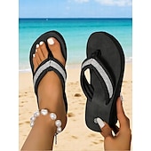 olcso Nyári szandálok-női platformos flip-flop szandálok strassz pántokkal – kényelmes strandszandálok nyaraláshoz és nyári viseletre