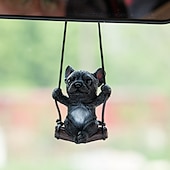 cheap Sculptures-Resin Dog Rearview Mirror Ornament, Dog Rear Mirror Accessories - Retroview Mirror Decoration - Cute Car Ornament for Truck Van Sedan for Bedrooms for Camer