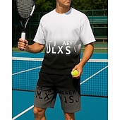 economico Camicia da uomo-US Open Per uomo Set sportivo Camicie e pantaloncini Set da tennis 2 Maniche Corte Traspirante Yoga Tennis Golf Grafico Nero Bianco Blu Abbigliamento da tennis