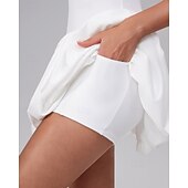 cheap Women's Tennis Dress-Women's Solid Colored Tennis Dress with Built in Shorts and Bra Sports Dress Sleeveless Pleated Tennis Golf Pickleball U Neck Dress Black White Yellow Spandex Tennis Clothing