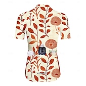 abordables Maillots de mujer-Mujer Maillot de Ciclismo Manga Corta Bicicleta Maillot Camiseta con 3 bolsillos traseros Filtro Solar Resistente a los rayos UV Transpirable Secado rápido Naranja Deportes Ropa