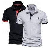 levne Pánské sportovní polo-Pánské polo tričko s krátkým rukávem, 2 ks, ležérní, s klopou, pohodlné, s ozdobným potiskem &amp;vyšívané základní letní polo tričko regular fit