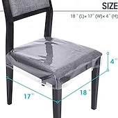 ieftine Husa scaun de sufragerie-Pachet de 4 huse de scaune mari din plastic pentru sufragerie, transparente, din PVC, cu curea reglabilă pentru scaune standard de 45x43 cm, rezistente la pete, apă și zgârieturi.