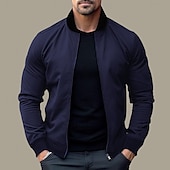 preiswerte Herrenjacken &amp; Herrenmäntel-Herren Bomberjacke übergangsjacke Täglich Leicht Tasche Frühling &amp; Herbst Klassisch Stehkragen Regulär Schwarz Gelb Rot Marineblau Königliches Blau Jacken