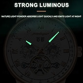 abordables Relojes mecánicos-Reloj mecánico automático hueco de lujo resistente al agua con fecha. &amp;Reloj de cuero de moda para hombre, reloj de negocios para hombre, reloj de ocio.