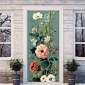 abordables Banners de Garaje y Puerta-Decoraciones de Puerta Florales Cubiertas de Puerta Tapiz de Puerta Cortina Decorativa de Puerta Fondo para Puerta Interior/Exterior Banner de Puerta Frontal para Granja
