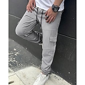 cheap Cargo Pants-Men's Cargo Pants Trousers Drawstring Elastic Waist Multi Pocket Plain Wearable Daily Outdoor Camping &amp; Hiking Fashion Classic Navy Blue Khaki