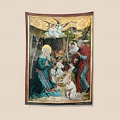 abordables Tapiz Medieval-Tapiz medieval, tapiz de la Edad Media, arte religioso, gran mural, decoración, fotografía, fondo, hogar, dormitorio, sala de estar, decoración