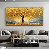 preiswerte Baumölgemälde-handgemachtes original goldenes Ölgemälde Baum des Lebens auf Leinwand abstrakte Baumlandschaft Wandkunst für Wohndekoration mit gespanntem Rahmen ohne Innenrahmen Gemälde