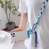 ieftine Snururi pentru telefon și curele de mână-Curea de telefon împletită multicoloră cu clemă detașabilă pentru husa de telefon – frânghie reglabilă pentru gât, pentru femei și bărbați