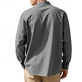 halpa miesten napillinen paita-Miesten Paita Kesä paita Rento paita Rantapaita Button Up paita Musta Valkoinen Purppura khaki Harmaa Pitkähihainen Kookospuu Nauhakaulus Loma Havaijilainen Painettu Vaatetus Polyesteri Muoti