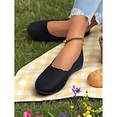 baratos Sapatilhas de mulher-sapatilhas femininas flyknit slip-on - cabedal em malha macia com elasticidade confortável, leve e respirável, ideal para uso casual e passeios de verão