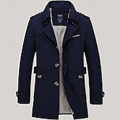 abordables Gabardina para hombre-Hombre Chaqueta de transición Gabardina Gabardina Diario Primavera &amp; Otoño Poliéster Cortavientos Ropa de calle Ropa Vintage Color sólido Solapa de Pico