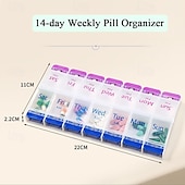 cheap Luggage &amp; Travel Storage-Daily Pill Case Organizer, 7-Day Weekly Medicine Planner Organizer, AM PM, Large Tray 14-Compartment Meds Box Container Holder for Medication, Vitamin, Supplement, Fish Oil