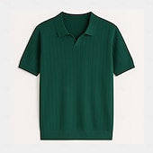 economico Polo classica da uomo-Per uomo Polo Maglione polo lavorato a maglia Affari Casuale Scollo a V Manica Corta Formale Tinta unica Novità Estate Tutte le stagioni Blu chiaro Cachi chiaro Nero Bianco Verde militare Caffè Polo