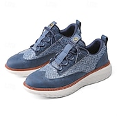 economico Sneakers Casual-scarpe da ginnastica da uomo blu in maglia con lacci, design elegante e suola ammortizzata per camminare, correre e l'uso quotidiano