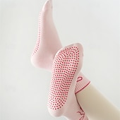 halpa Henkilökohtainen hoito ja terveys-3 paria pitäviä pilates-sukkia naisille, liukumattomat jooga-urheilusukat, pitkät puuvillaiset liukumattomat sukat silikonipisteillä, hengittävät hiljaiset barre-sukat sisätiloissa käytettäväksi