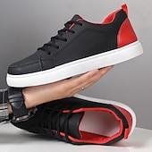 cheap Casual Sneakers-Men's Premium Navy Blue and Orange Faux Leather Sneakers with Fashionable Color Accents for Casual and Athletic Wear