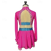 economico Abiti da Pattinaggio Artistico-Abito da pattinaggio artistico Per donna Ragazze Pattinaggio sul ghiaccio Vestito Rosso rosa Patchwork Foro per il pollice Rete Spandex Elasticizzato Allenamento Professionale Competizione Vestiti da