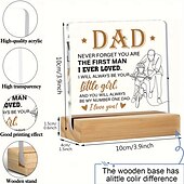 Χαμηλού Κόστους Προμήθειες εκδήλωσης και πάρτι-Δώρο μπαμπά από κόρη, κάθετη ακρυλική πλάκα με ξύλινη βάση, εγκάρδιο δώρο για την ημέρα του πατέρα ή τα Χριστούγεννα, δεν χρειάζεται ρεύμα, δεν χρειάζεται φτερό
