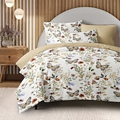 cheap 100% Cotton-Flowers Duvet Cover 100% Cotton Full Size Bedding Set Bed Sets Quilt Cover Soft Lightweight Comforter Cover with 2 Pillowcases for All Season